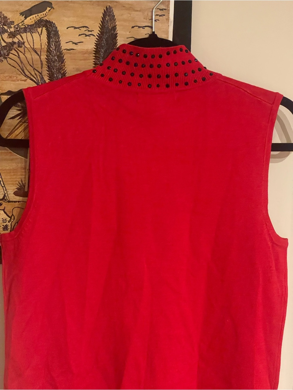 Sleeveless Red Studded Mock-Neck Top - Picture 4 of 4